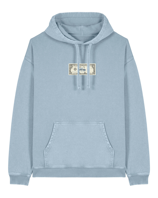 CHABAD CLUB SWEATSHIRT DOLLAR BLEU CIEL VINTAGE RECTO