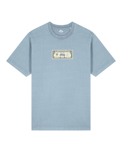 CHABAD CLUB TSHIRT DOLLAR BLEU CIEL VINTAGE RECTO