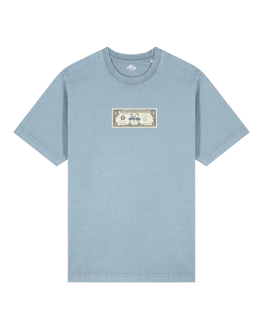 CHABAD CLUB TSHIRT DOLLAR BLEU CIEL VINTAGE RECTO