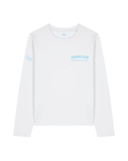 CHABAD CLUB TSHIRT MANCHES LONGUES MOSHIACH BLANC RECTO