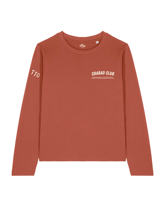 CHABAD CLUB TSHIRT MANCHES LONGUES MOSHIACH TERRACOTTA RECTO